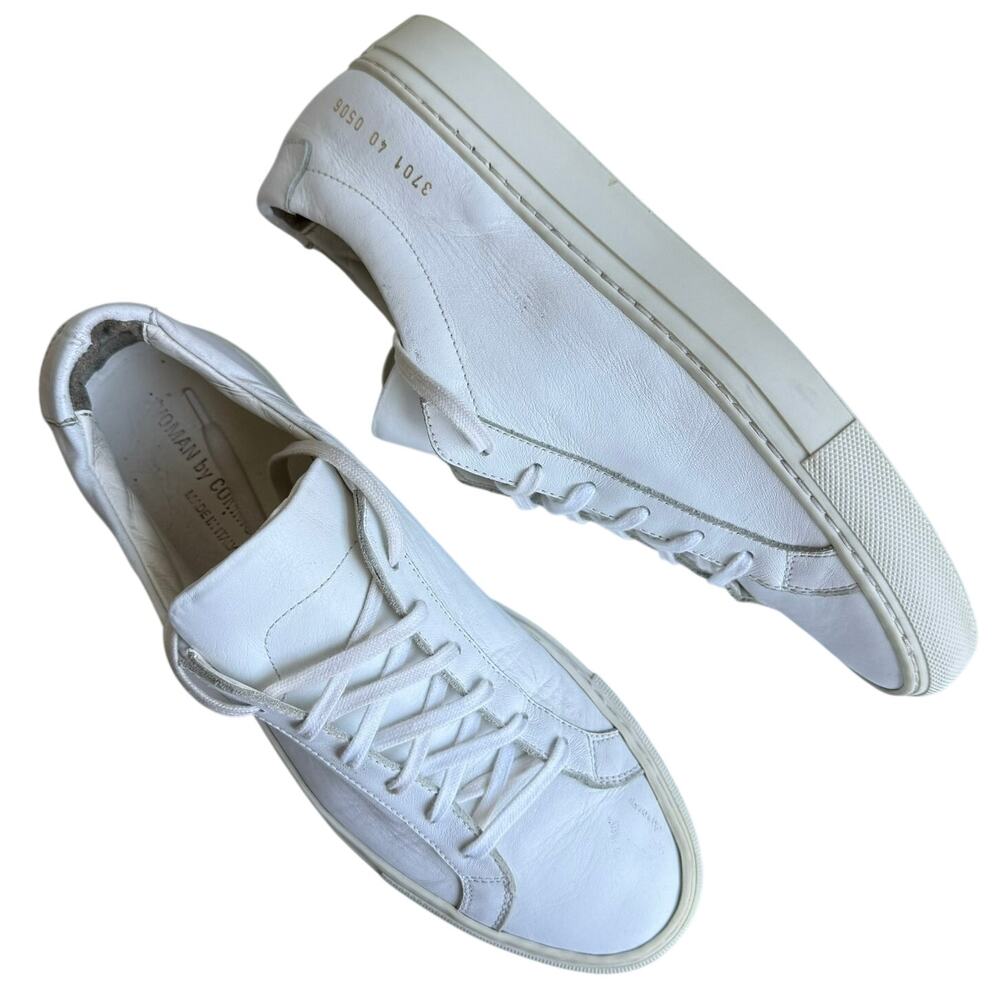 Common Projects White Leather Low Top Sneakers Womens 10 Made in Italy